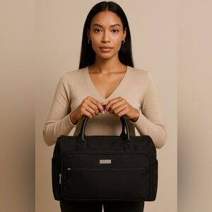 Gucci Black Nylon & Leather Boston Overnight Travel Bag w/Trolley Sleeve